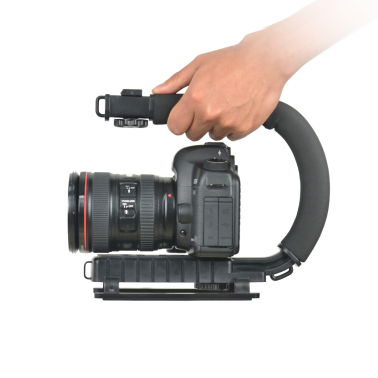 Estabilizador de mano de video con soporte de cámara con flash en forma de C para videocámara DSLR DV